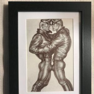 Tom of Finland Matted and Framed Postcard/Print 6” x 8" Leather Men Face to Face
